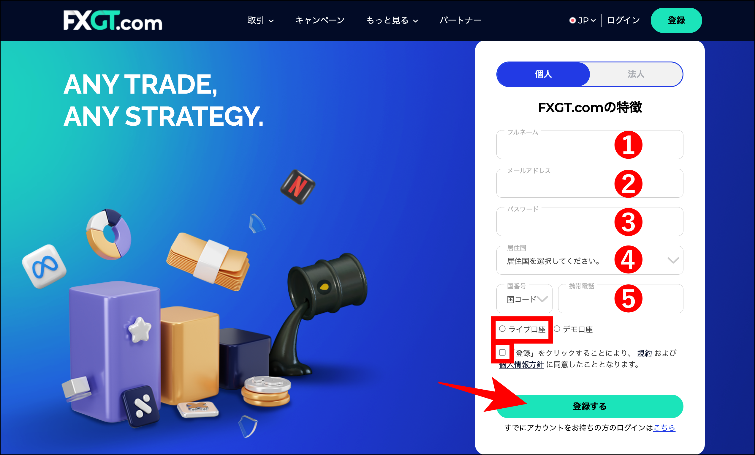 FXGTの口座開設手順【5ステップ】