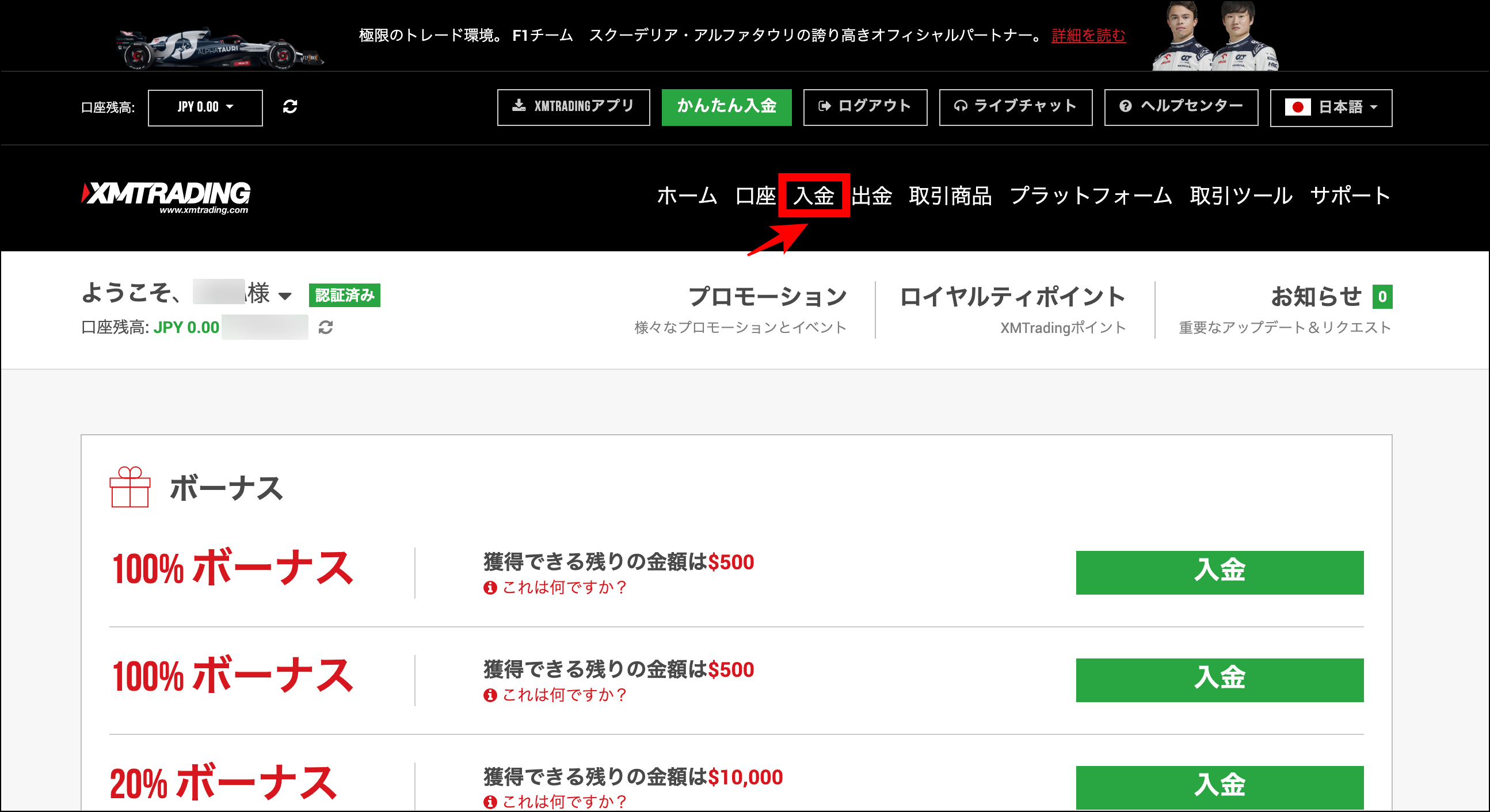 XMの入金方法1：国内銀行送金