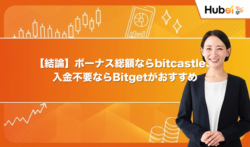 【結論】ボーナス総額ならbitcastle、入金不要ならBitgetがおすすめ